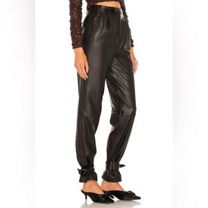 NWT Lovers + Friends Lamb Leather Pants w/ Tie Cuff Detail